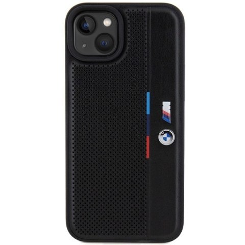 Etui BMW Perforated Tricolor Line na iPhone 15 Plus / 14 Plus - czarne Etui BMW Perforated Tricolor Line na iPhone 15 Plus / 14 Plus - czarne