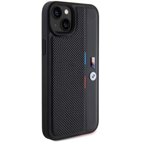 Etui BMW Perforated Tricolor Line na iPhone 15 Plus / 14 Plus - czarne Etui BMW Perforated Tricolor Line na iPhone 15 Plus / 14 Plus - czarne