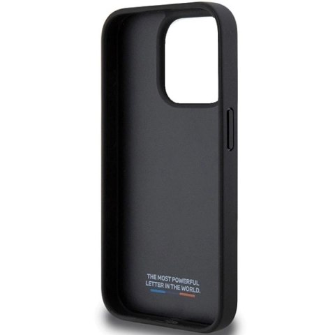 Etui BMW Perforated Tricolor Line na iPhone 15 Pro Max - czarne Etui BMW Perforated Tricolor Line na iPhone 15 Pro Max - czarne