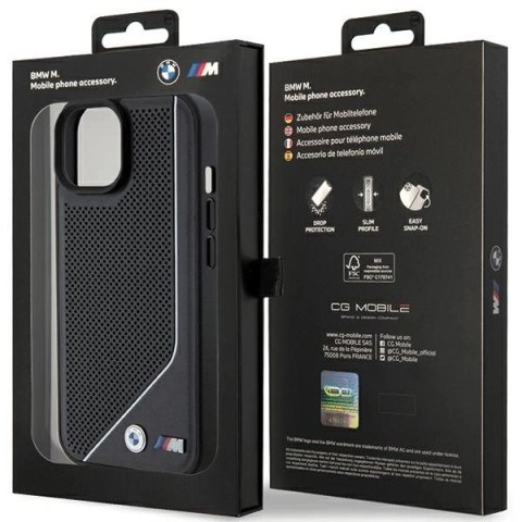 Etui BMW Perforated Twisted Line MagSafe na iPhone 15 / 14 / 13 - czarne Etui BMW Perforated Twisted Line MagSafe na iPhone 15 / 14 / 13 - czarne