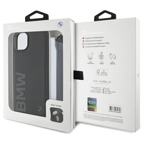 Etui BMW Signature Leather Wordmark Cord na iPhone 15 / 14 / 13 - czarne Etui BMW Signature Leather Wordmark Cord na iPhone 15 / 14 / 13 - czarne