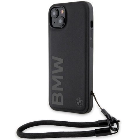 Etui BMW Signature Leather Wordmark Cord na iPhone 15 Plus / 14 Plus - czarne Etui BMW Signature Leather Wordmark Cord na iPhone 15 Plus / 14 Plus - czarne