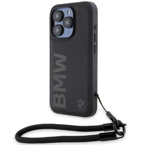 Etui BMW Signature Leather Wordmark Cord na iPhone 15 Pro Max - czarne Etui BMW Signature Leather Wordmark Cord na iPhone 15 Pro Max - czarne