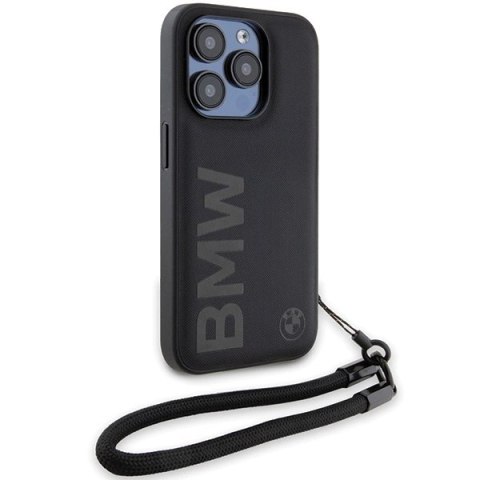 Etui BMW Signature Leather Wordmark Cord na iPhone 15 Pro Max - czarne Etui BMW Signature Leather Wordmark Cord na iPhone 15 Pro Max - czarne