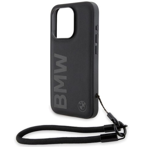 Etui BMW Signature Leather Wordmark Cord na iPhone 15 Pro Max - czarne Etui BMW Signature Leather Wordmark Cord na iPhone 15 Pro Max - czarne