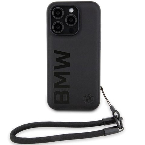 Etui BMW Signature Leather Wordmark Cord na iPhone 15 Pro - czarne Etui BMW Signature Leather Wordmark Cord na iPhone 15 Pro - czarne