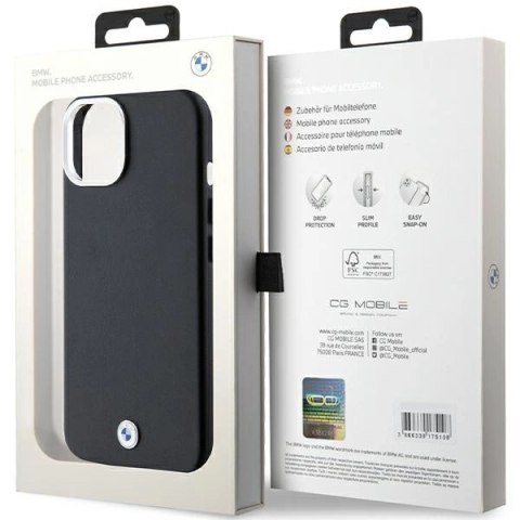 Etui BMW Signature Wrapped Metal MagSafe na iPhone 15 Plus / 14 Plus - czarne Etui BMW Signature Wrapped Metal MagSafe na iPhone 15 Plus / 14 Plus - czarne