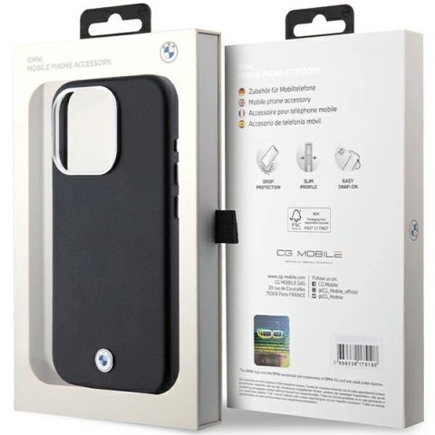 Etui BMW Signature Wrapped Metal MagSafe na iPhone 15 Pro - czarne