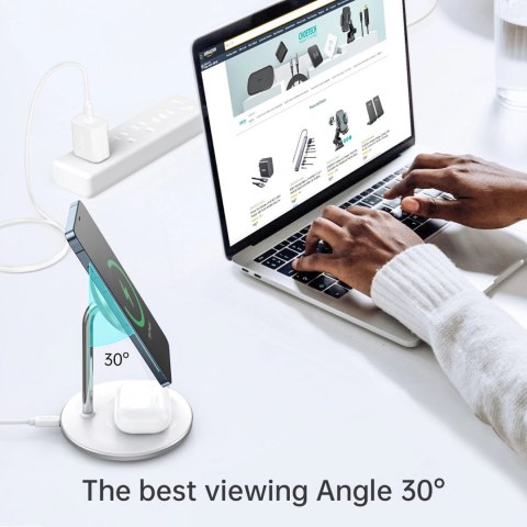 Ładowarka bezprzewodowa 2w1 Choetech T581-F MagSafe / Qi + kabel USB-C - biała Ładowarka bezprzewodowa 2w1 Choetech T581-F MagSafe / Qi + kabel USB-C - biała