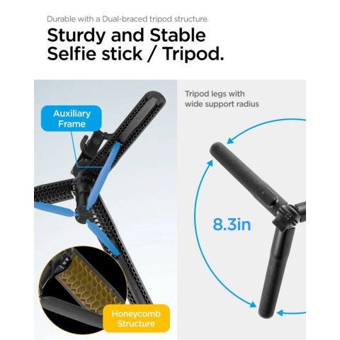 Selfie stick Bluetooth Spigen S560W z tripodem - czarny Selfie stick Bluetooth Spigen S560W z tripodem - czarny