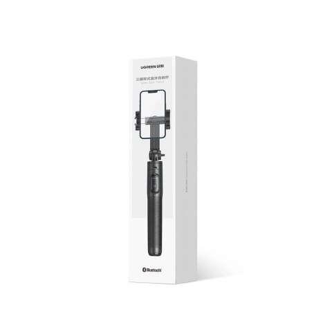 Selfie stick / kijek teleskopowy ze stojakiem i pilotem Bluetooth 1.5m Ugreen LP586 - czarny Selfie stick / kijek teleskopowy ze stojakiem i pilotem Bluetooth 1.5m Ugreen LP586 - czarny