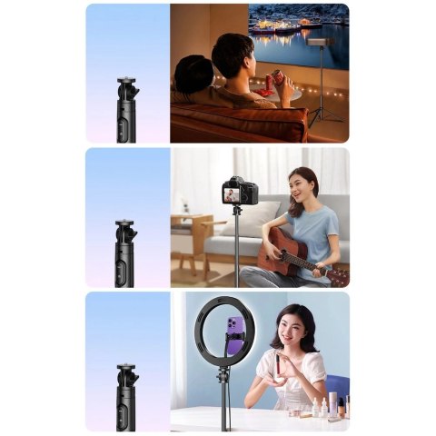 Selfie stick / kijek teleskopowy ze stojakiem i pilotem Bluetooth 1.5m Ugreen LP586 - czarny Selfie stick / kijek teleskopowy ze stojakiem i pilotem Bluetooth 1.5m Ugreen LP586 - czarny
