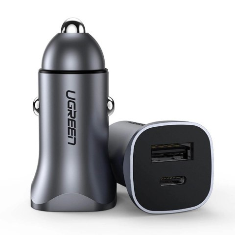 Ugreen szybka ładowarka samochodowa USB-A / USB-C 30W PD PPS szara (CD130) Ugreen szybka ładowarka samochodowa USB-A / USB-C 30W PD PPS szara (CD130)