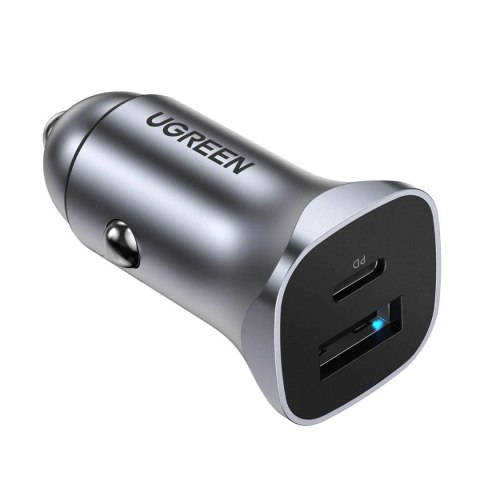 Ugreen szybka ładowarka samochodowa USB-A / USB-C 30W PD PPS szara (CD130) Ugreen szybka ładowarka samochodowa USB-A / USB-C 30W PD PPS szara (CD130)