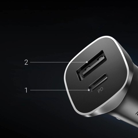 Ugreen szybka ładowarka samochodowa USB-A / USB-C 30W PD PPS szara (CD130) Ugreen szybka ładowarka samochodowa USB-A / USB-C 30W PD PPS szara (CD130)