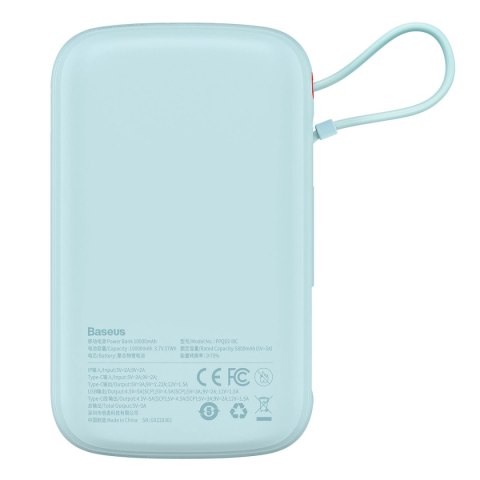 Baseus Qpow powerbank 10000mAh wbudowany kabel USB Typu C 22.5W Quick Charge SCP AFC FCP niebieski (PPQD020103) Baseus Qpow powerbank 10000mAh wbudowany kabel USB Typu C 22.5W Quick Charge SCP AFC FCP niebieski (PPQD020103)
