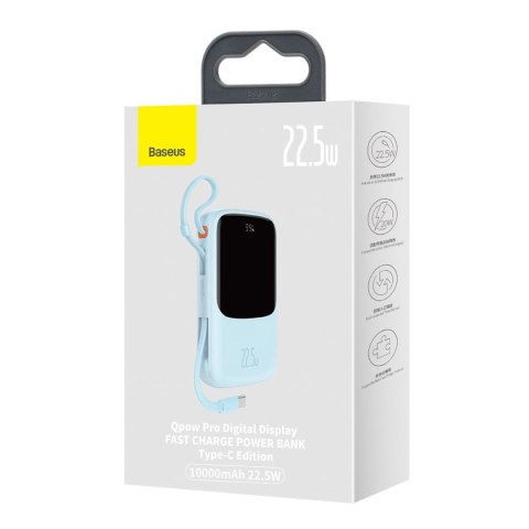 Baseus Qpow powerbank 10000mAh wbudowany kabel USB Typu C 22.5W Quick Charge SCP AFC FCP niebieski (PPQD020103) Baseus Qpow powerbank 10000mAh wbudowany kabel USB Typu C 22.5W Quick Charge SCP AFC FCP niebieski (PPQD020103)