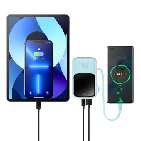 Baseus Qpow powerbank 10000mAh wbudowany kabel USB Typu C 22.5W Quick Charge SCP AFC FCP niebieski (PPQD020103) Baseus Qpow powerbank 10000mAh wbudowany kabel USB Typu C 22.5W Quick Charge SCP AFC FCP niebieski (PPQD020103)