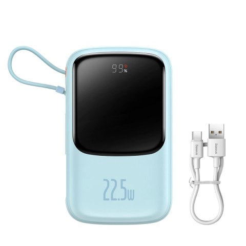 Baseus Qpow powerbank 10000mAh wbudowany kabel USB Typu C 22.5W Quick Charge SCP AFC FCP niebieski (PPQD020103) Baseus Qpow powerbank 10000mAh wbudowany kabel USB Typu C 22.5W Quick Charge SCP AFC FCP niebieski (PPQD020103)