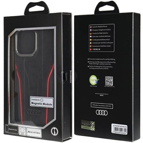 Etui Audi Genuine Leather z MagSafe na iPhone 14 Pro Max - czarno-czerwone Etui Audi Genuine Leather z MagSafe na iPhone 14 Pro Max - czarno-czerwone