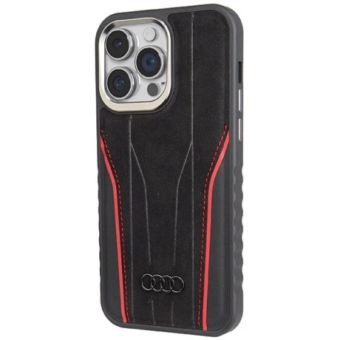 Etui Audi Genuine Leather z MagSafe na iPhone 15 Pro Max - czarno-czerwone Etui Audi Genuine Leather z MagSafe na iPhone 15 Pro Max - czarno-czerwone