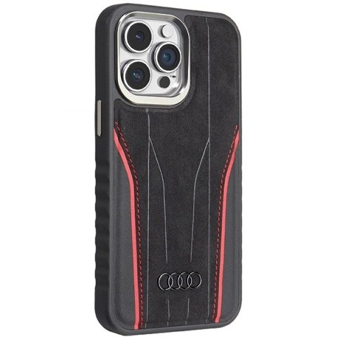 Etui Audi Genuine Leather z MagSafe na iPhone 15 Pro Max - czarno-czerwone Etui Audi Genuine Leather z MagSafe na iPhone 15 Pro Max - czarno-czerwone
