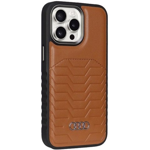 Etui Audi Synthetic Leather z MagSafe na iPhone 14 Pro - brązowe Etui Audi Synthetic Leather z MagSafe na iPhone 14 Pro - brązowe