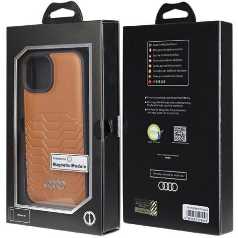 Etui Audi Synthetic Leather z MagSafe na iPhone 15 / 14 / 13 - brązowe Etui Audi Synthetic Leather z MagSafe na iPhone 15 / 14 / 13 - brązowe