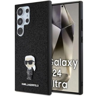 Etui Karl Lagerfeld Fixed Glitter Ikonik Logo Metal Pin na Samsung Galaxy S24 Ultra - czarne