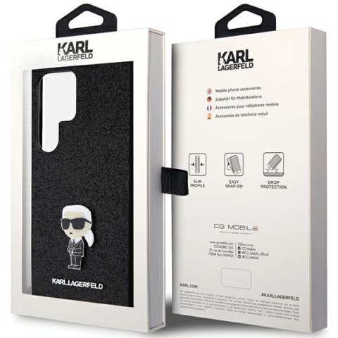 Etui Karl Lagerfeld Fixed Glitter Ikonik Logo Metal Pin na Samsung Galaxy S24 Ultra - czarne