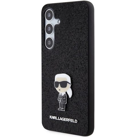 Etui Karl Lagerfeld Fixed Glitter Ikonik Logo Metal Pin na Samsung Galaxy S24+ - czarne