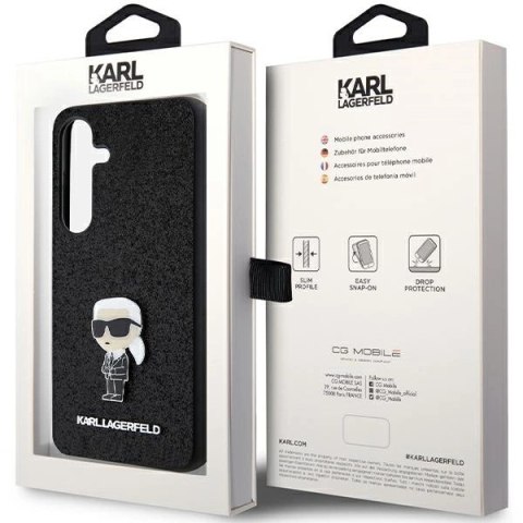 Etui Karl Lagerfeld Fixed Glitter Ikonik Logo Metal Pin na Samsung Galaxy S24+ - czarne