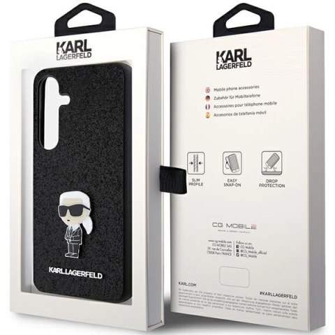 Etui Karl Lagerfeld Fixed Glitter Ikonik Logo Metal Pin na Samsung Galaxy S24 - czarne
