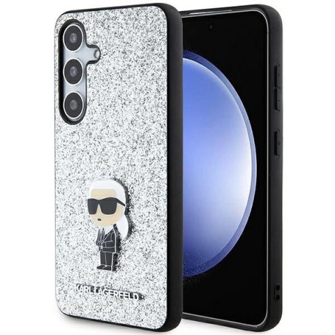 Etui Karl Lagerfeld Fixed Glitter Ikonik Logo Metal Pin na Samsung Galaxy S24+ - srebrne Etui Karl Lagerfeld Fixed Glitter Ikonik Logo Metal Pin na Samsung Galaxy S24+ - srebrne