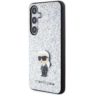 Etui Karl Lagerfeld Fixed Glitter Ikonik Logo Metal Pin na Samsung Galaxy S24+ - srebrne