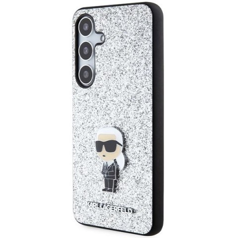 Etui Karl Lagerfeld Fixed Glitter Ikonik Logo Metal Pin na Samsung Galaxy S24+ - srebrne Etui Karl Lagerfeld Fixed Glitter Ikonik Logo Metal Pin na Samsung Galaxy S24+ - srebrne