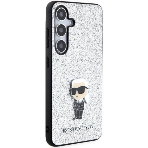 Etui Karl Lagerfeld Fixed Glitter Ikonik Logo Metal Pin na Samsung Galaxy S24+ - srebrne Etui Karl Lagerfeld Fixed Glitter Ikonik Logo Metal Pin na Samsung Galaxy S24+ - srebrne