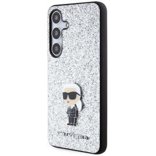 Etui Karl Lagerfeld Fixed Glitter Ikonik Logo Metal Pin na Samsung Galaxy S24 - srebrne