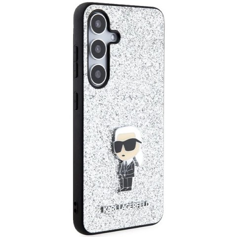Etui Karl Lagerfeld Fixed Glitter Ikonik Logo Metal Pin na Samsung Galaxy S24 - srebrne
