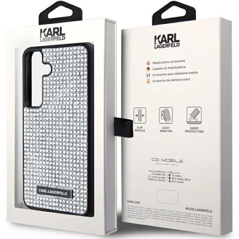 Etui Karl Lagerfeld Rhinestone Metal Logo na Samsung Galaxy S24 - srebrne
