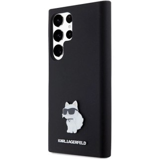 Etui Karl Lagerfeld Silicone Choupette Metal Pin na Samsung Galaxy S23 Ultra - czarne
