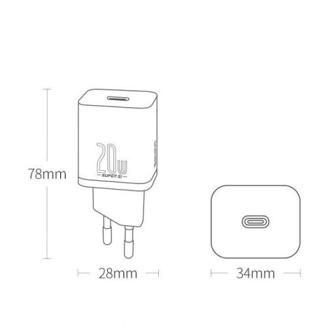 [PO ZWROCIE] Baseus Super Si 1C szybka ładowarka USB Typ C 20 W Power Delivery biały (CCSUP-B02)