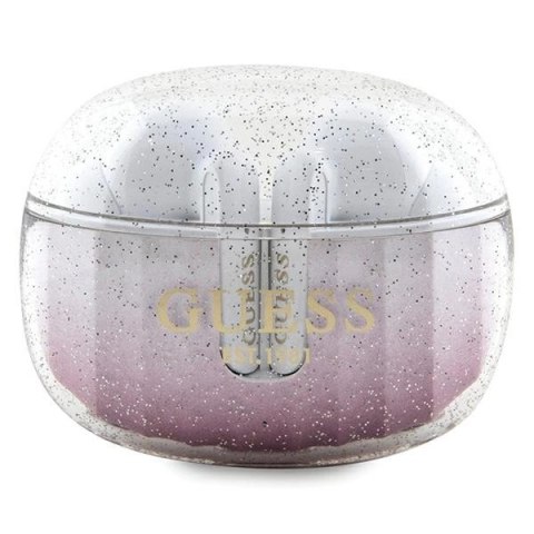 Słuchawki Bluetooth Guess Glitter Gradient TWS + stacja dokująca - różowe Słuchawki Bluetooth Guess Glitter Gradient TWS + stacja dokująca - różowe