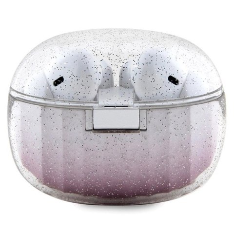 Słuchawki Bluetooth Guess Glitter Gradient TWS + stacja dokująca - różowe Słuchawki Bluetooth Guess Glitter Gradient TWS + stacja dokująca - różowe