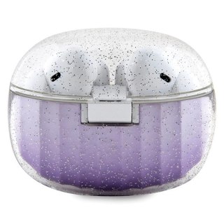 Słuchawki Bluetooth TWS Guess Glitter Gradient ze stacją dokującą - fioletowe