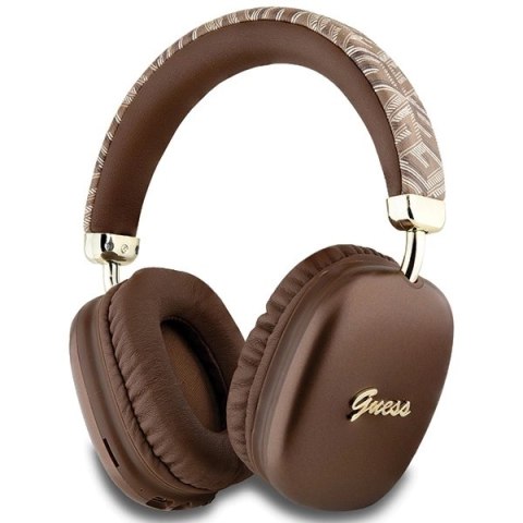Słuchawki nauszne Bluetooth Guess GCube Metallic Script Logo - brązowe