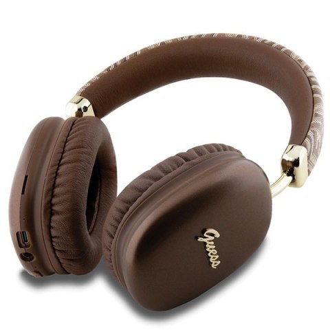 Słuchawki nauszne Bluetooth Guess GCube Metallic Script Logo - brązowe