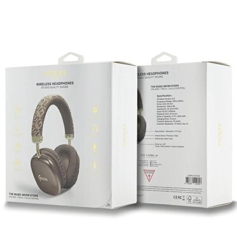 Słuchawki nauszne Bluetooth Guess GCube Metallic Script Logo - brązowe