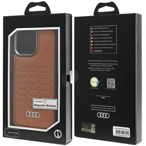 Etui Audi Synthetic Leather z MagSafe na iPhone 15 Pro Max - brązowe Etui Audi Synthetic Leather z MagSafe na iPhone 15 Pro Max - brązowe