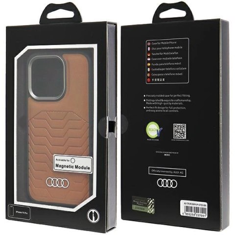 Etui Audi Synthetic Leather z MagSafe na iPhone 15 Pro - brązowe Etui Audi Synthetic Leather z MagSafe na iPhone 15 Pro - brązowe